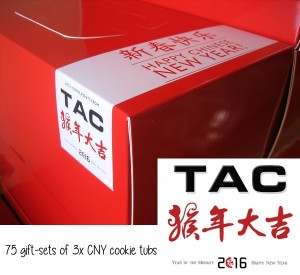 75 Corporate Gift-sets of 3 CNY cookie tubs